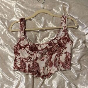 Elegant Red and White Women's Top